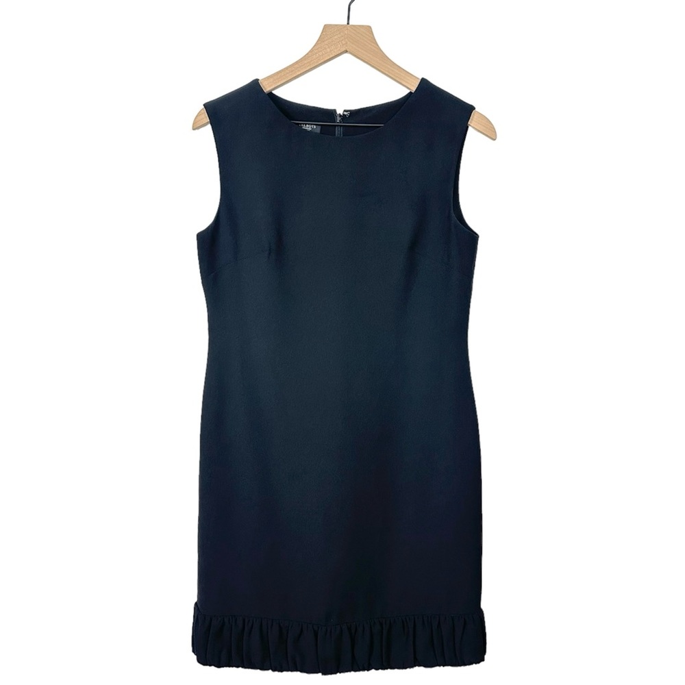 Talbots Black Crepe Sheath Dress Size 6P Retro Classic Vintage Style Cocktail